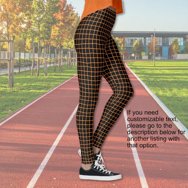 Halloween - Svart med orange nät - INGEN TEXT Leggings (Halloween - Black with orange netting - NO TEXT Leggings)