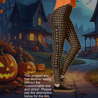 Halloween - Svart med orange nät TEXTALTERNATIV Leggings