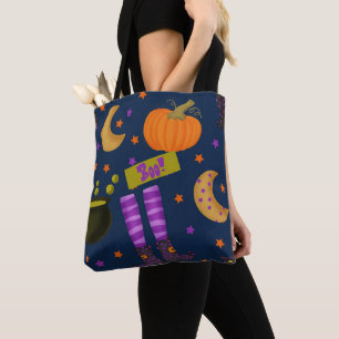 Halloween Svart och Lila Whimsical Mönster Tygkasse