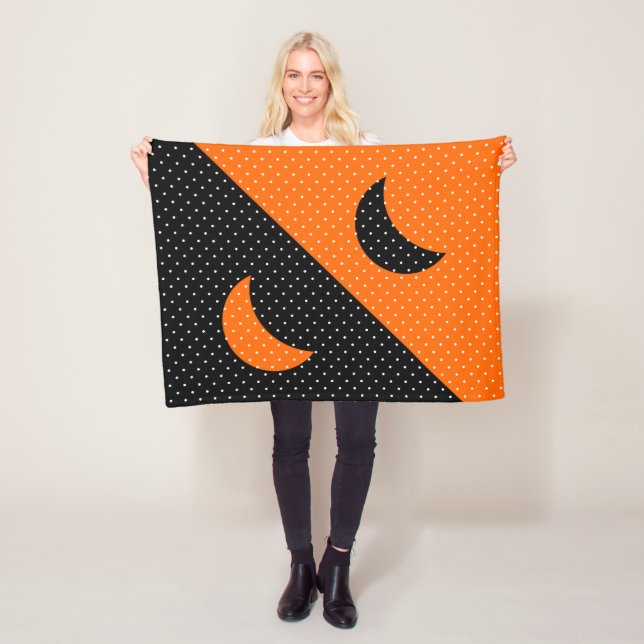 Halloween Svart och Orange Prickar Fleecefilt (På plats)