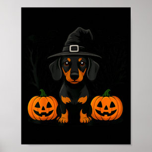 Halloween Svart Och Tan Doxskvallshäxa Läskig Poster