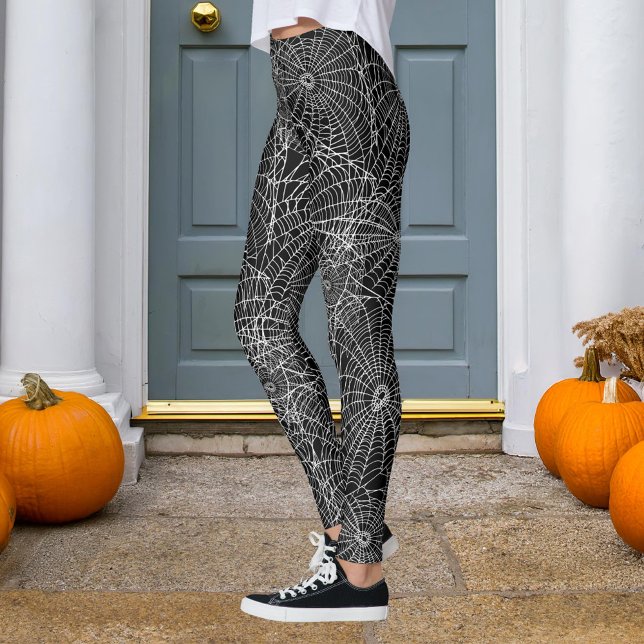 Halloween Svart och Vitt Spindelnät Leggings (Skapare uppladdad)