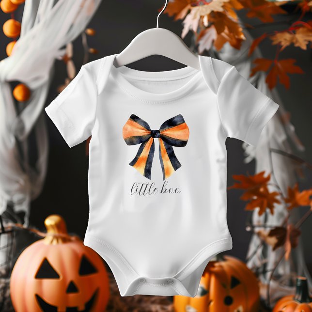 Halloween Svart Orange Coquette Bow Lille Boo T Shirt (Skapare uppladdad)