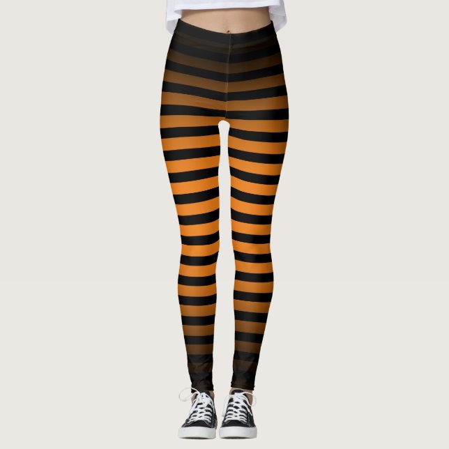 Halloween Svart orange vertikala ränder ombre Leggings (Framsida)