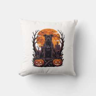 Halloween Svart Pitbull Tron Pumpa Fullmåne_ Kudde