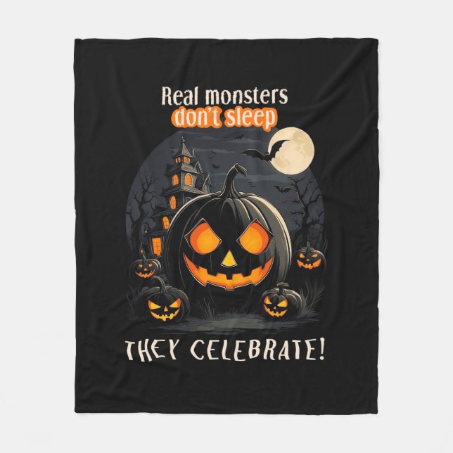 Halloween svart pumpa fleecefilt (Framsidan)