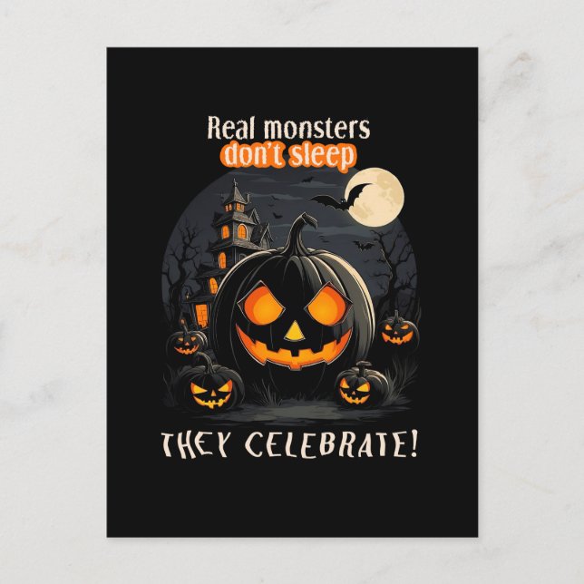 Halloween svart pumpa vykort (Framsida)