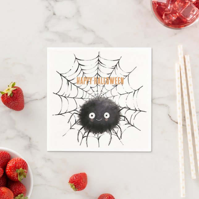 Halloween Svart Spindel på Nät Pappersservett (Insitu)