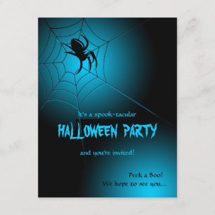 Halloween svart spindel på webben inbjudningar