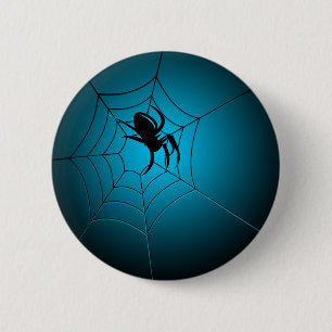 Halloween svart spindel på webben knapp