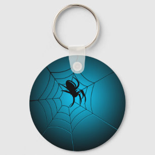 Halloween svart spindel på webben nyckelring
