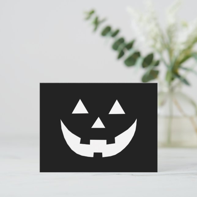 Halloween svart vit Jack o lykta skrämmande spökli Helg Vykort (Stående Fram)