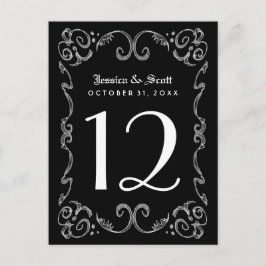 Halloween Svart Vitt Gotiska Bord Nummer Kort