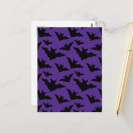 Halloween svarta fladdermöss lila cool kuslig möns vykort