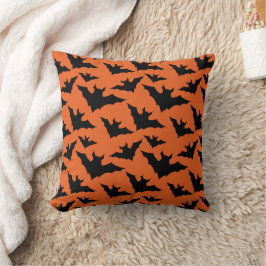 Halloween svarta fladdermöss orange cool kuslig mö kudde
