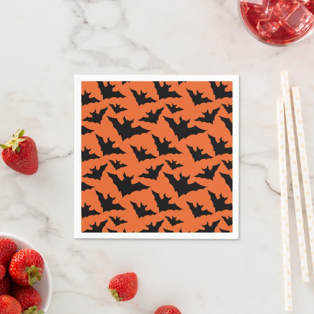 Halloween svarta fladdermöss orange cool kuslig mö pappersservett (Insitu)