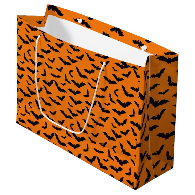 Halloween Svarta Fladdermöss Orange Sömlöst Mönste (Framsidan Vinklad)