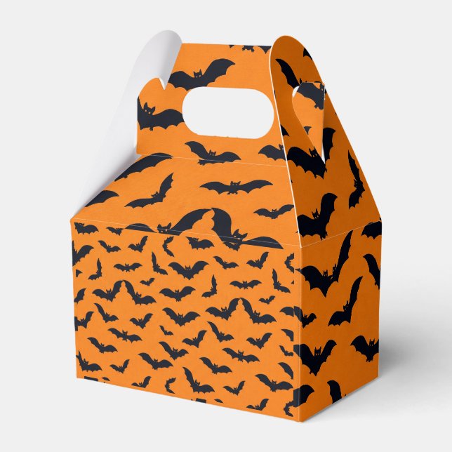 Halloween Svarta Fladdermöss Orange Sömlöst Mönste Presentaskar (Framsidan Sidan)