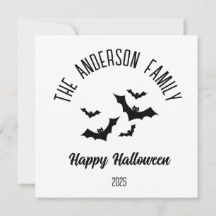 Halloween Svarta Fladdermöss Personligt Namn År Julkort