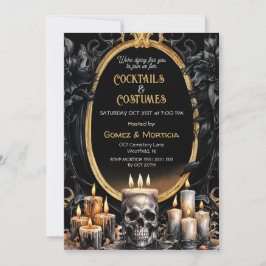 Halloween Svarta Guld Ljus Skalle Kuslig Inbjudningar