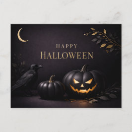 Halloween Svarta Guld Pumpa Helg Vykort