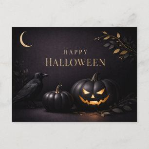 Halloween Svarta Guld Pumpa Helg Vykort