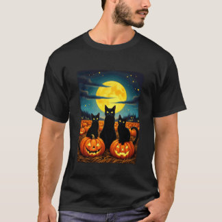 Halloween Svarta Katter Kusliga Söta Festsällskaps T Shirt