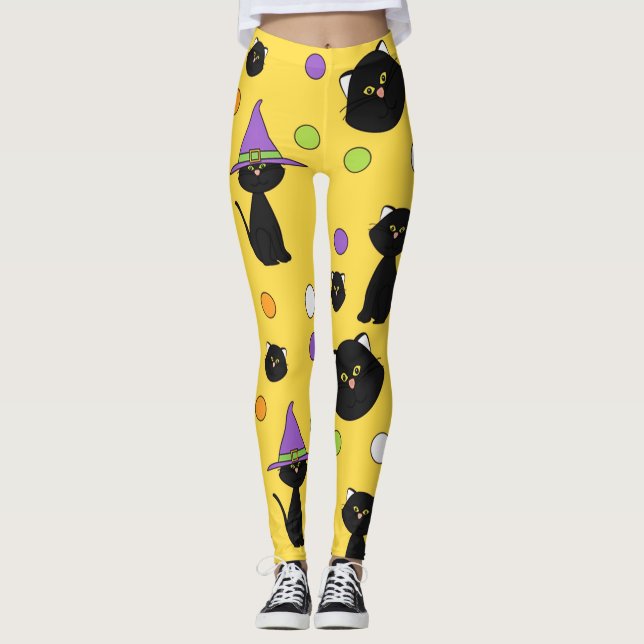 Halloween Svarta katter Leggings (Framsida)