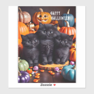 Halloween Svarta katter med Pumpkins och Candy Klistermärken
