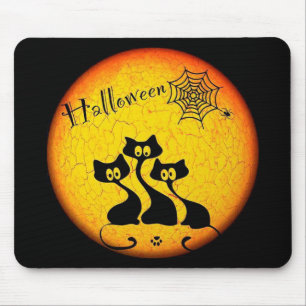 Halloween Svarta katter och Spindelnät Musmatta
