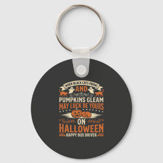 Halloween Svarta Katter Pumpa Glad Bussförare Desi Nyckelring