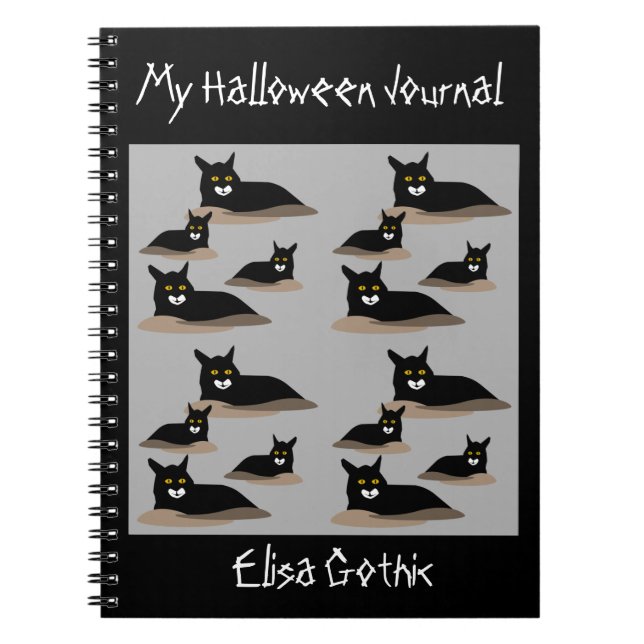 Halloween svarta katter Spiral bärbar dator Anteckningsbok (Framsidan)