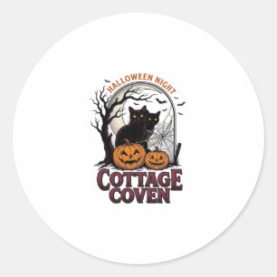 Halloween Svarta Katter Vintage Coven Pumpkin Kons Runt Klistermärke
