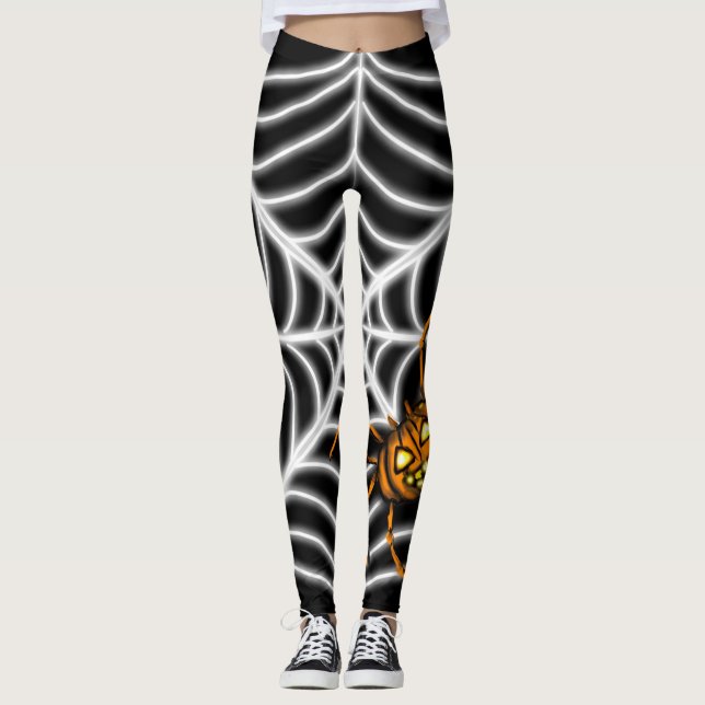 Halloween svartpumpat spindelnät leggings (Framsida)