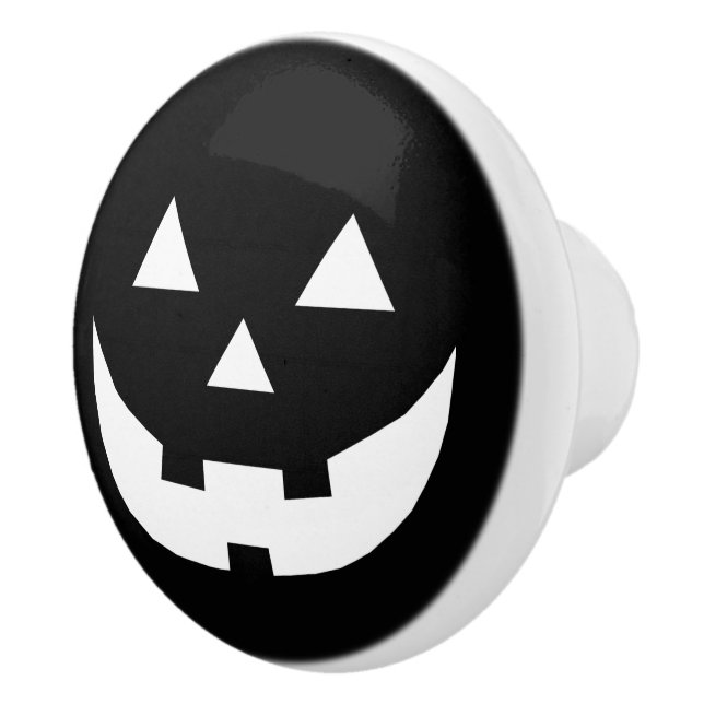 Halloween svartvit Jack o lantern-pumpa ansikte Knopp (Höger)