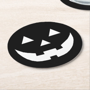 Halloween svartvit Jack o lantern skrämmande part Underlägg Papper Rund