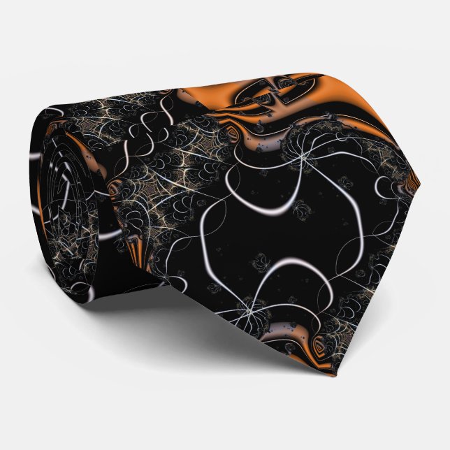 Halloween | Svartvit och Orange konst Slips (Rullad)