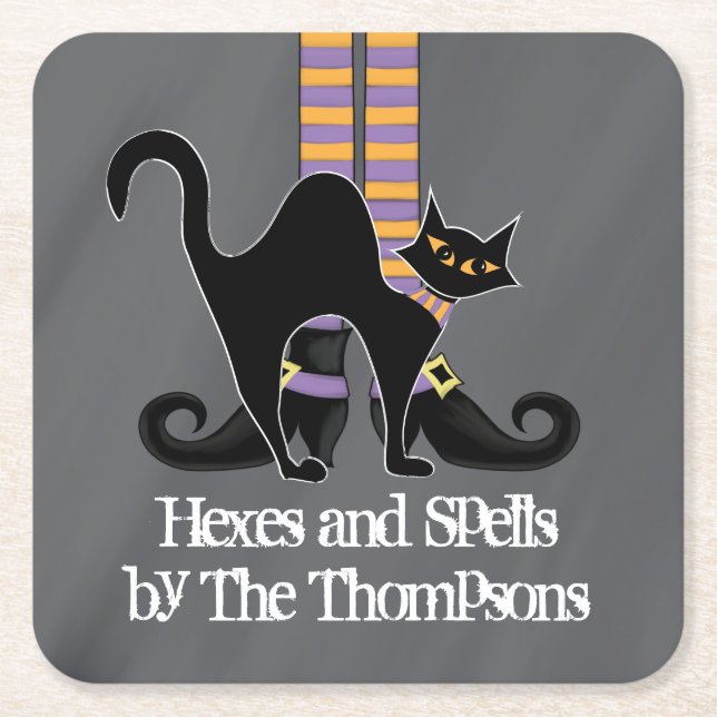 Halloween-svartvit svartvit vismisk vinkling underlägg papper kvadrat (Framsidan)