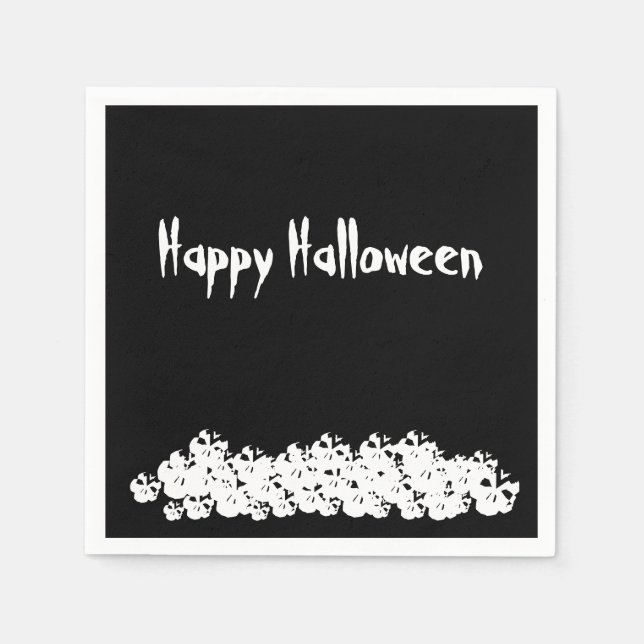 Halloween svartvita döskallar, anpassningsbar papp pappersservett (Framsidan)