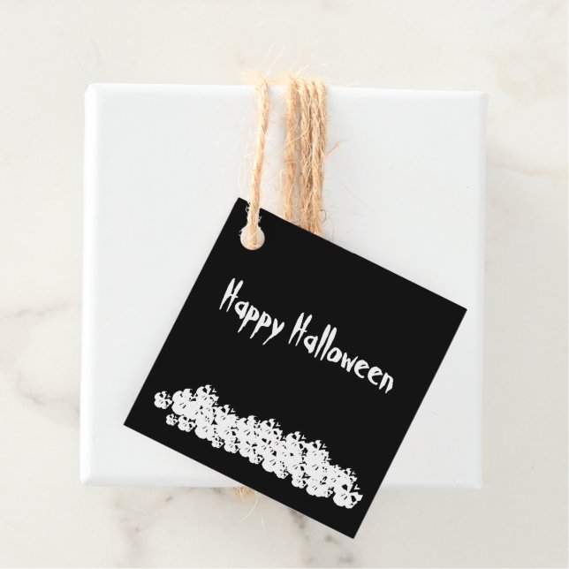 Halloween svartvita döskallar med hög anpassningsb gåvor etiketter (På plats)
