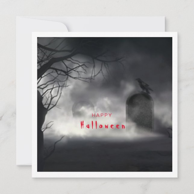 Halloween-svartvitt kort (Framsida)