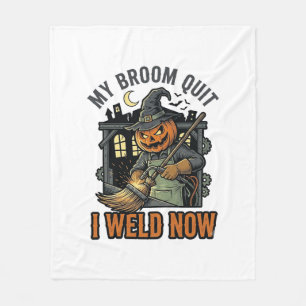 Halloween Svetsare Tröja Rolig Häxa Kvast Design_1 Fleecefilt