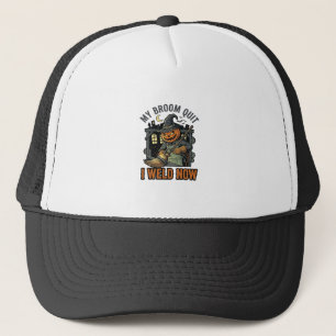 Halloween Svetsare Tröja Rolig Häxa Kvast Design_1 Keps