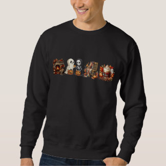 Halloween-Sweatshirts för Unisex Ghost Friends Lång Ärmad Tröja