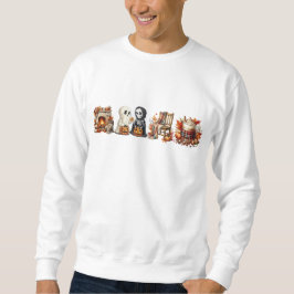 Halloween-Sweatshirts för Unisex Ghost Friends Lång Ärmad Tröja