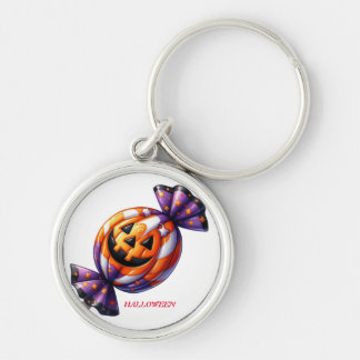 Halloween Sweet Keychain Rund Silverfärgad Nyckelring