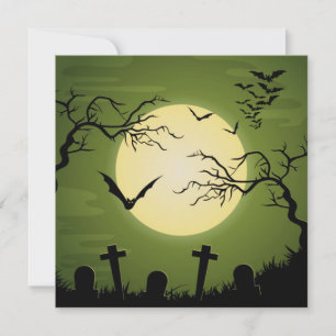 Halloween Sweet Sixteen Slimma Gröna Svarta Fladde Inbjudningar