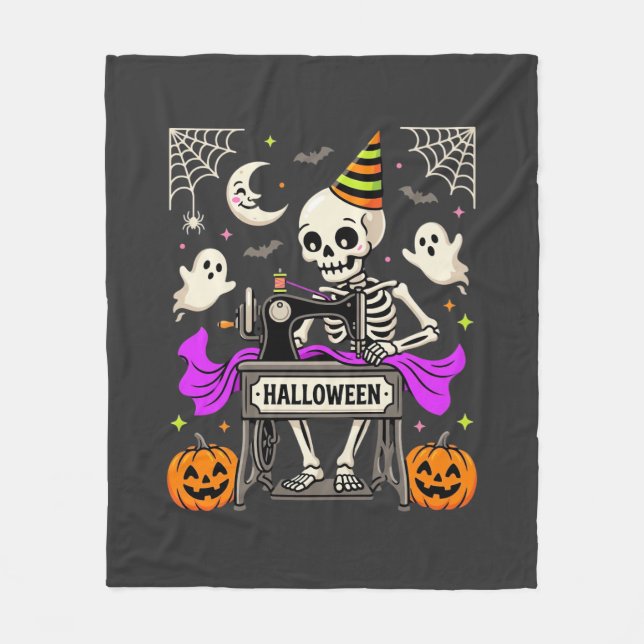 Halloween Sy Skelett Spöklik Ghost Pumpa Sy Fleecefilt (Framsidan)
