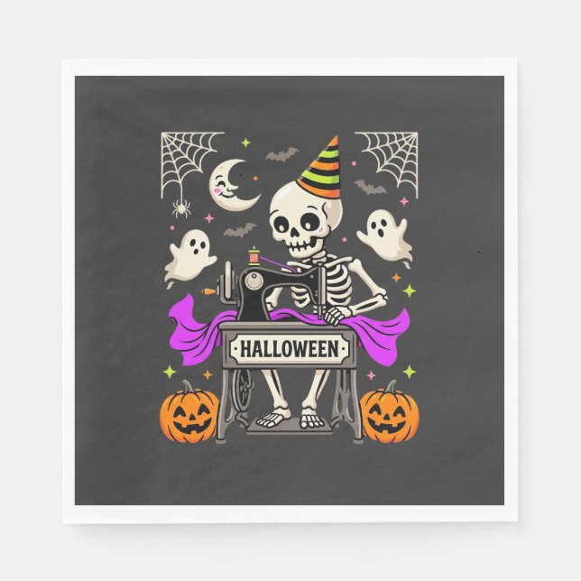 Halloween Sy Skelett Spöklik Ghost Pumpa Sy Pappersservett (Framsidan)