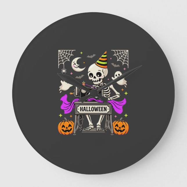 Halloween Sy Skelett Spöklik Ghost Pumpa Sy Stor Klocka (Framsida)